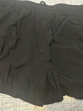 Columbia Black Elastic Waist Shorts with Blue Trim